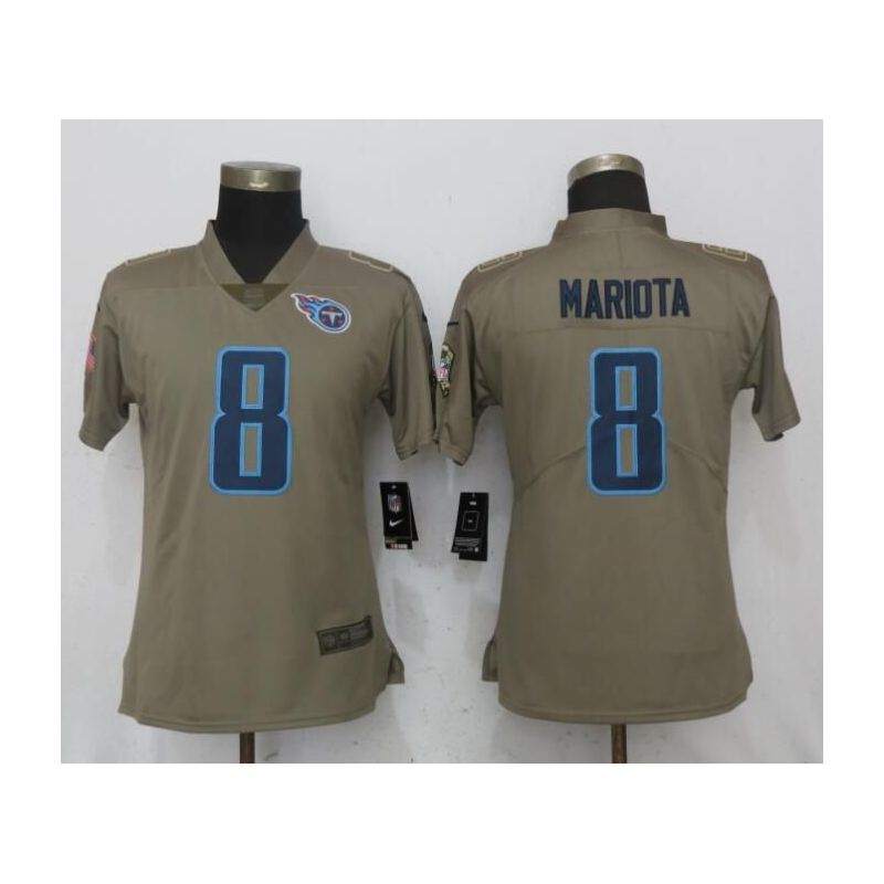 Cheap Marcus Mariota Titans Women Jersey From China Pink Camo Font with Love Heart #8