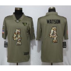 Cheap Deshaun Watson Texans Jersey From China 2017 draft Olive Salute to Service #4