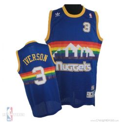 Cheap Allen Iverson Nuggets Jersey #3 Rainbow Blue Throwback From China