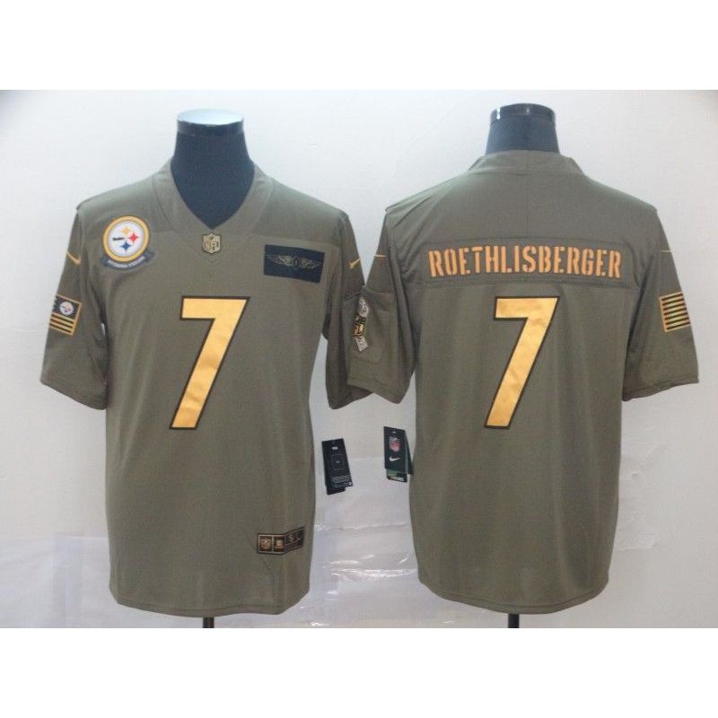 Cheap Ben Roethlisberger Steelers Jersey #7 China Black/Olive Salute To Service and More