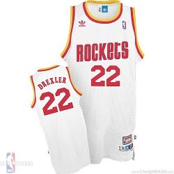 Cheap Clyde Drexler Rockets Jersey #22 Throwback Home White From China