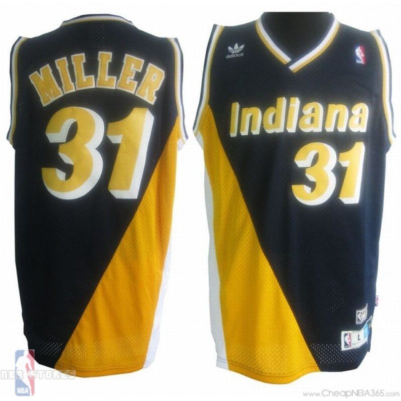 Cheap Reggie Miller Indiana Pacers Jersey #31 Throwback Dark Blue and Yellow