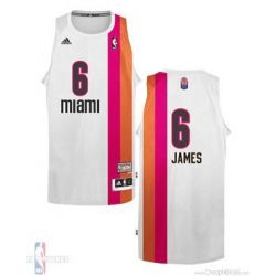 Cheap LeBron James Heat Jersey #6 White ABA Hardwood Classic From China