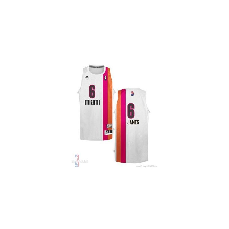 Cheap LeBron James Heat Jersey #6 White ABA Hardwood Classic From China