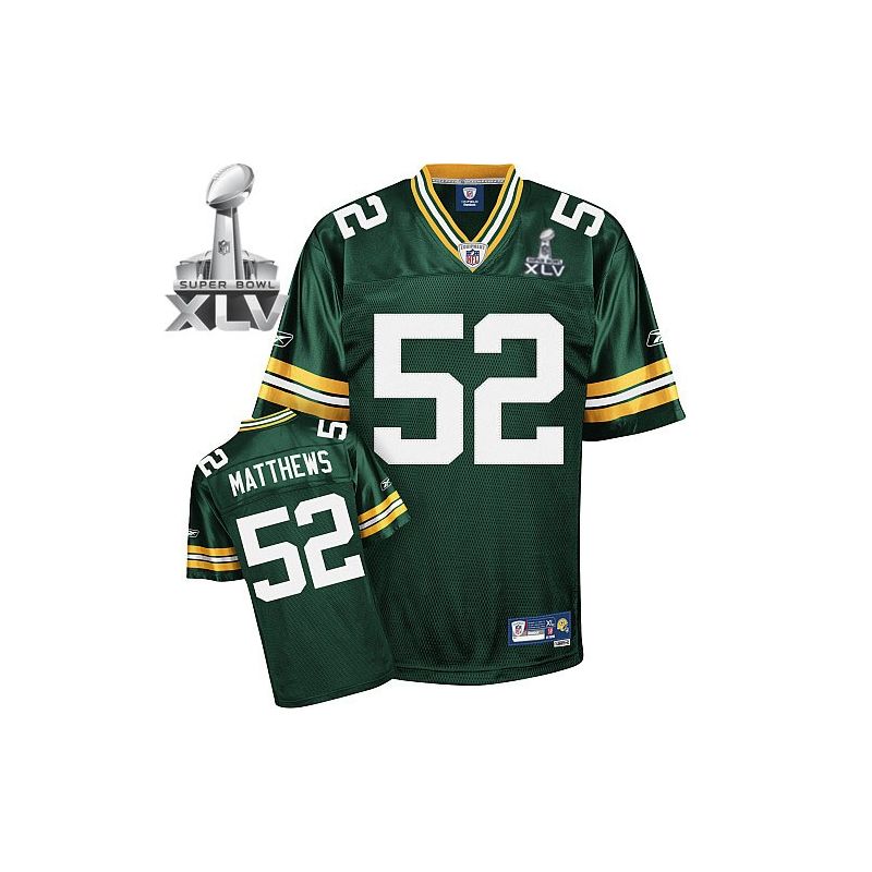 Cheap Clay Matthews Packers Jersey #52 Green 2011 Super Bowl XLV From China