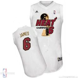 Cheap LeBron James Heat Jersey #6 White 2013 Finals Champions From China