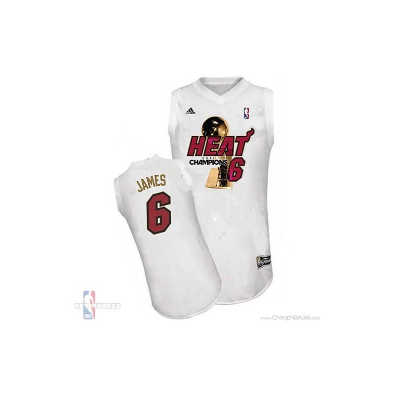 Cheap LeBron James Heat Jersey #6 White 2013 Finals Champions From China