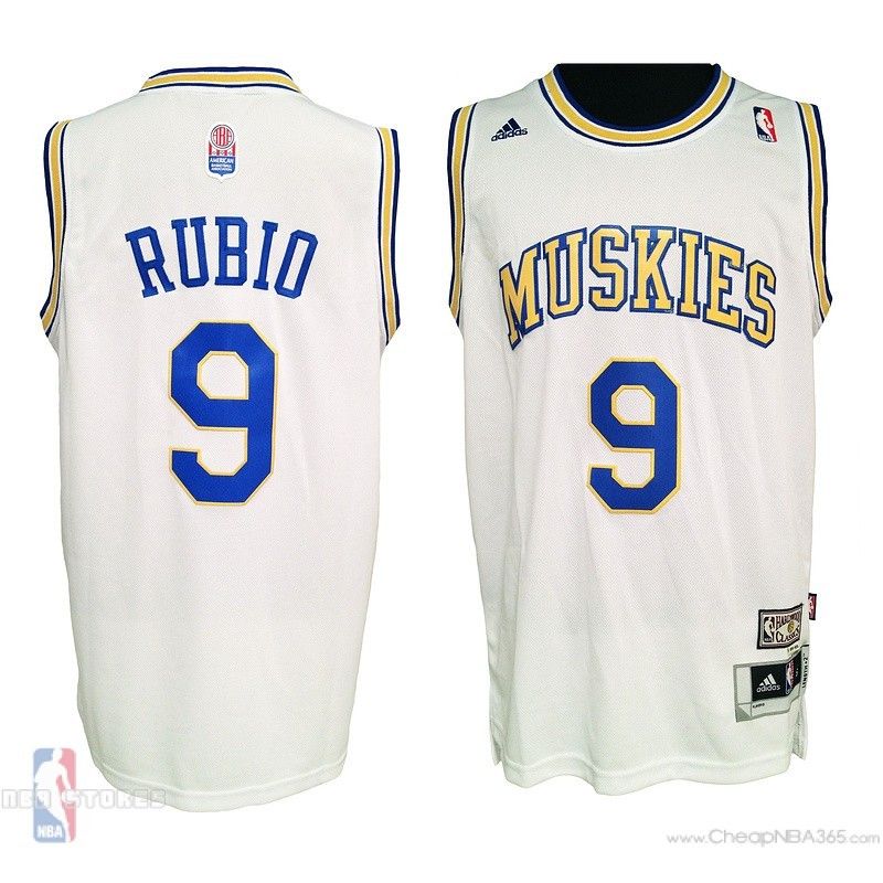 Cheap Ricky Rubio Timberwolves Jersey #9 White ABA Hardwood Classic From China