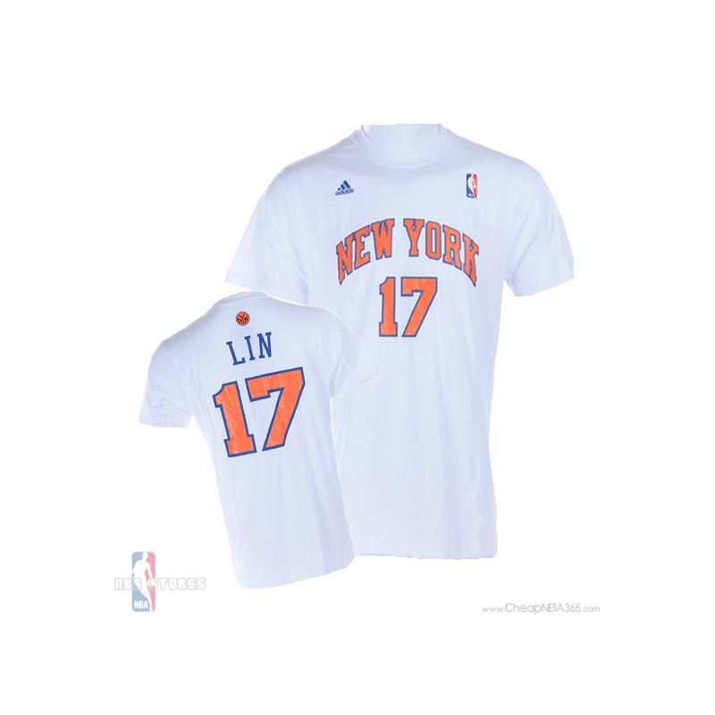 Cheap Jeremy Lin Knicks Jersey #17 White Gametime T-Shirt From China