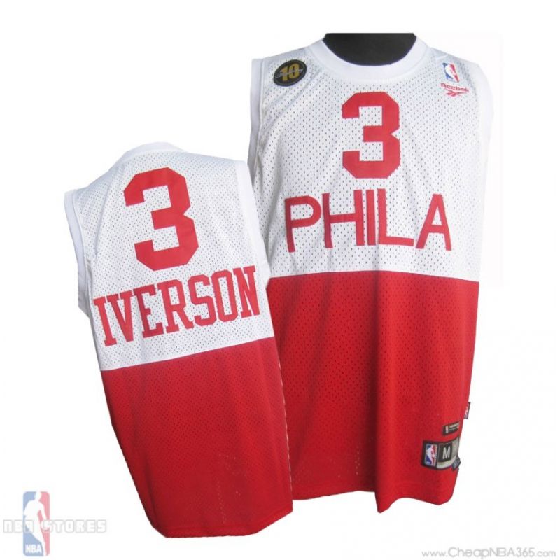 Cheap Allen Iverson 76ers Jersey #3 Home White and Red From China