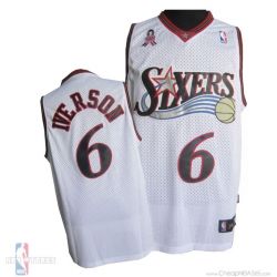 Cheap Allen Iverson 76ers Jersey #6 White 2002 All Stars From China