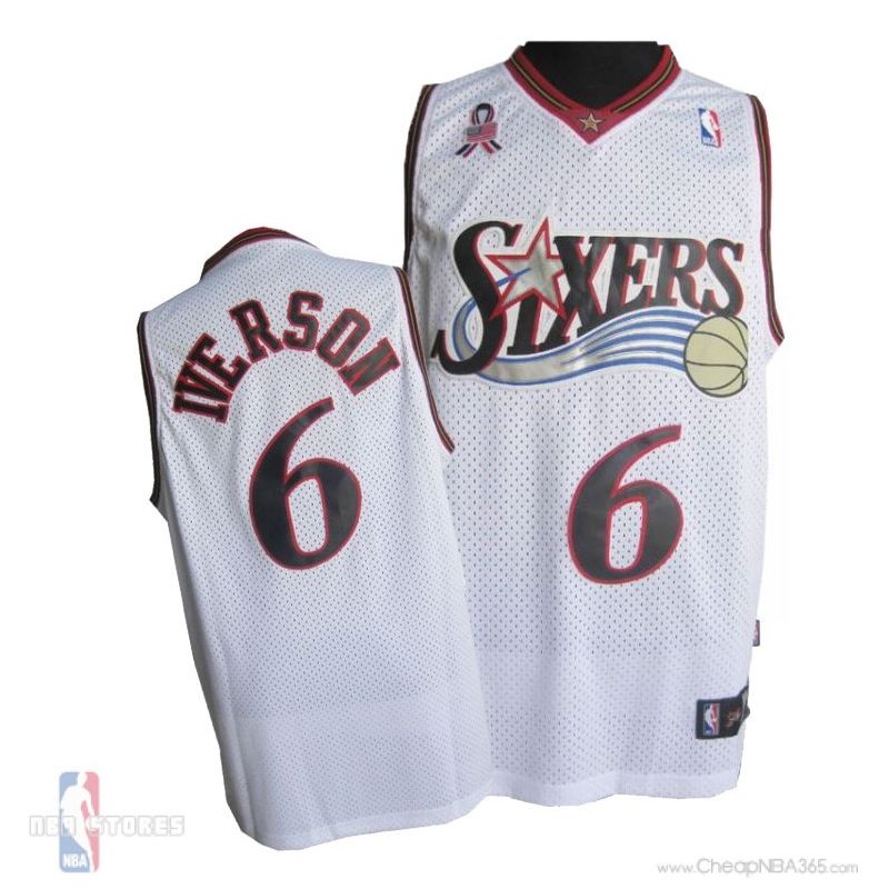 Cheap Allen Iverson 76ers Jersey #6 White 2002 All Stars From China