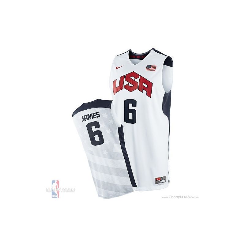 Cheap LeBron James USA National Team Jersey #6 Home White From China