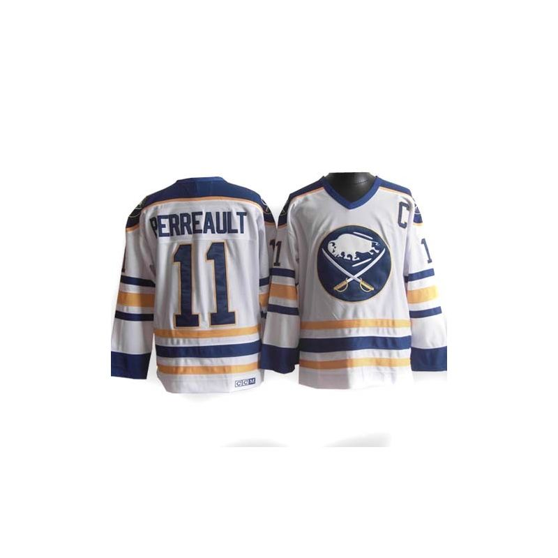 Cheap Gilbert Perreault Sabres Jersey #11 White Throwback From China