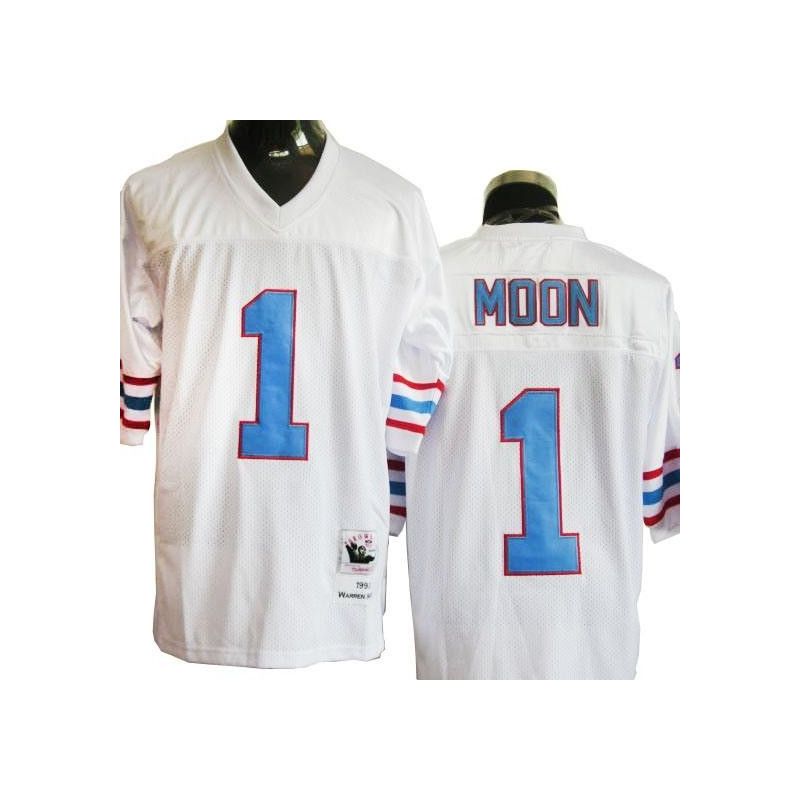 Cheap Warren Moon Oilers Jersey #1 White Throwback From China