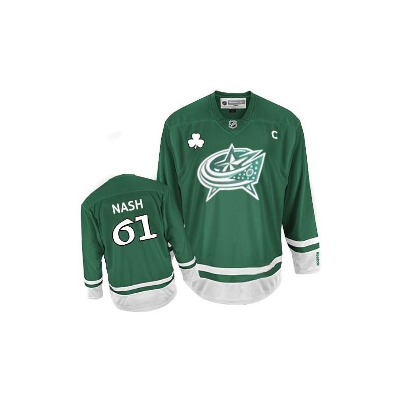 Cheap Rick Nash Blue Jackets Jersey #61 Green St Patricks Day From China