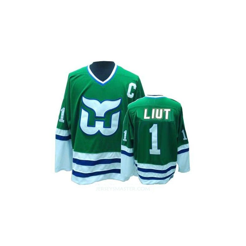 Cheap Mike Liut Whalers Jersey #1 Green Throwback From China