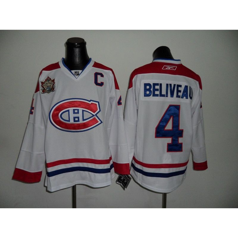 Cheap Jean Beliveau Canadiens Jersey #4 White Heritage Classic From China