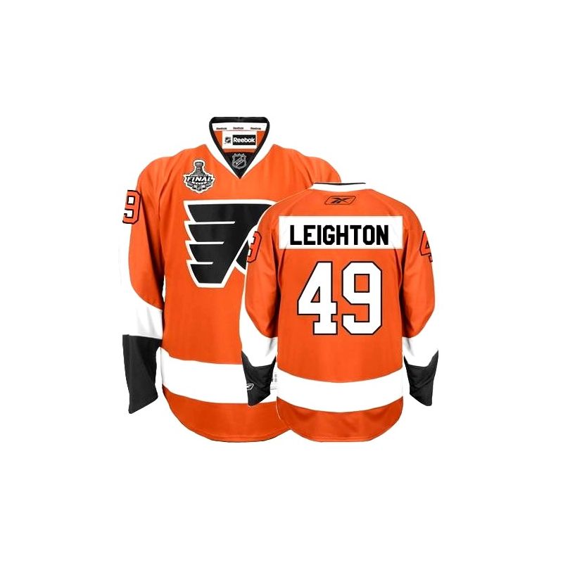 Cheap Michael Leighton Flyers Jersey #49 Orange With Stanley Cup Finals Patch