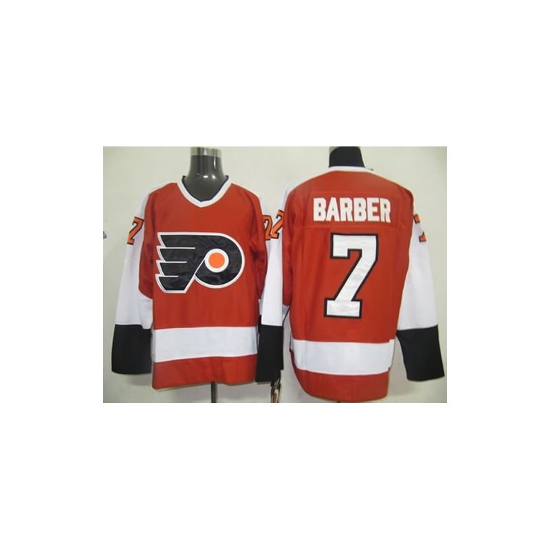 Cheap Bill Barber Flyers Jersey #7 Orange Throwback From China