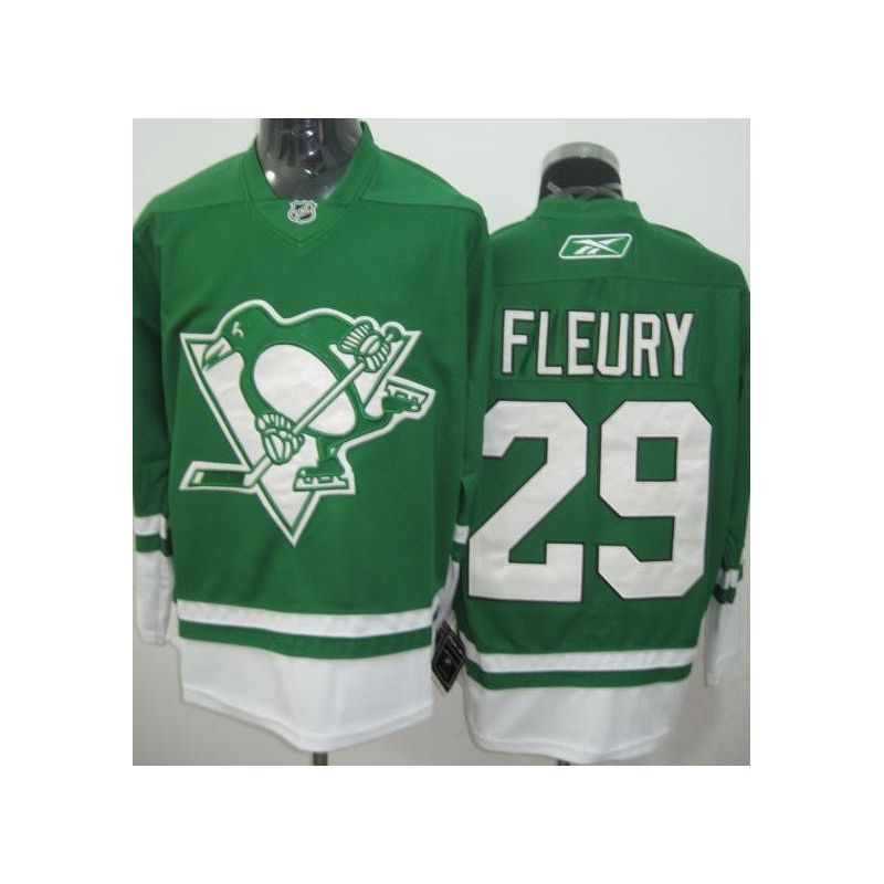 Cheap Andre Fleury Penguins Jersey #29 Green St Patricks Day From China