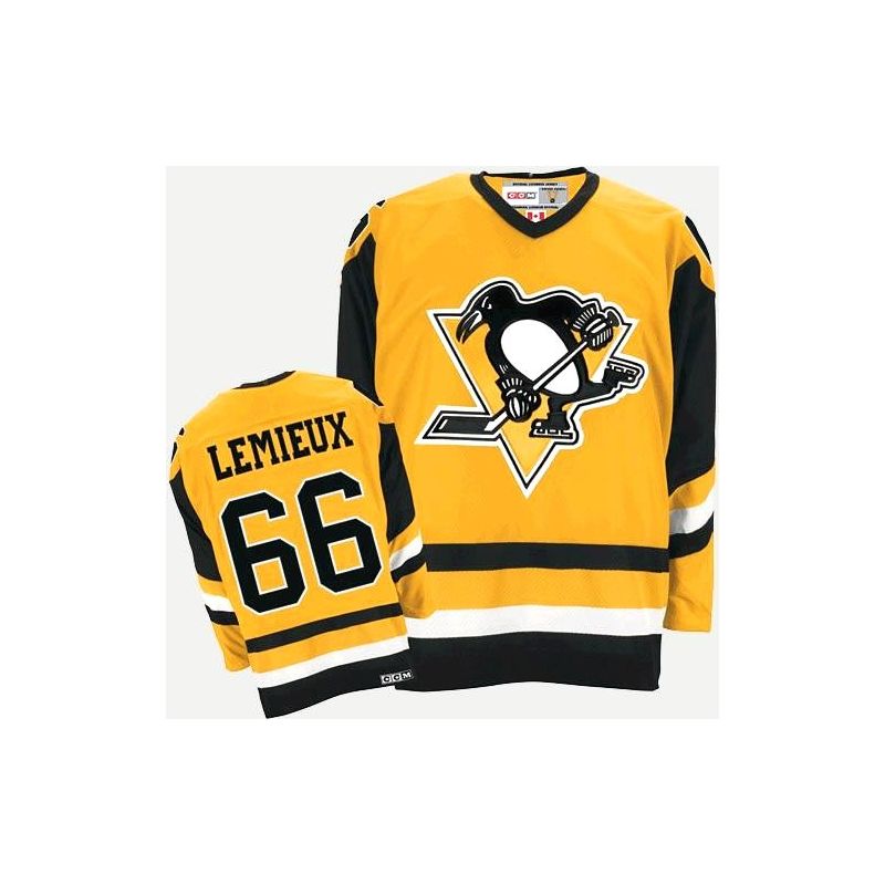 Cheap Mario Lemieux Penguins Jersey #66 Yellow From China