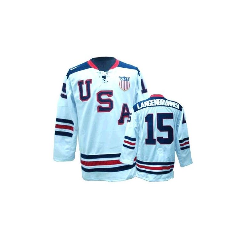 Cheap Jamie Langenbrunner USA 2010 Olympic Jersey #15 White From China