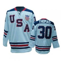 Cheap Tim Thomas USA 2010 Olympic Jersey #30 White From China