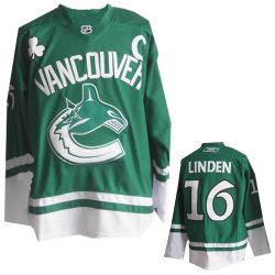 Cheap Trevor Linden Canucks Jersey #16 Green St Patricks Day with C From China