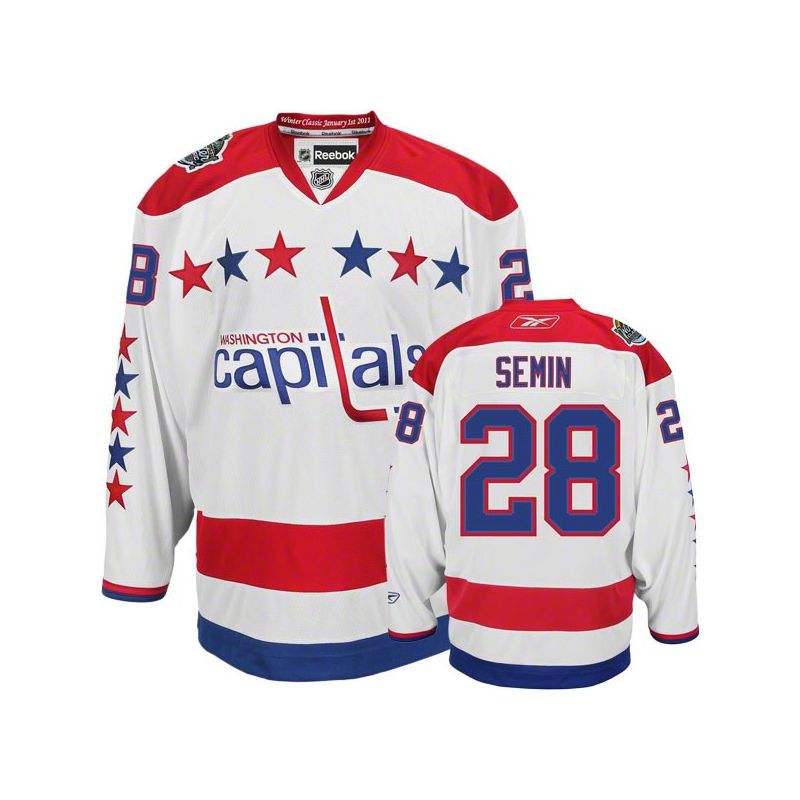 Cheap Alexander Semin Capitals Jersey #28 White Winter Classic From China