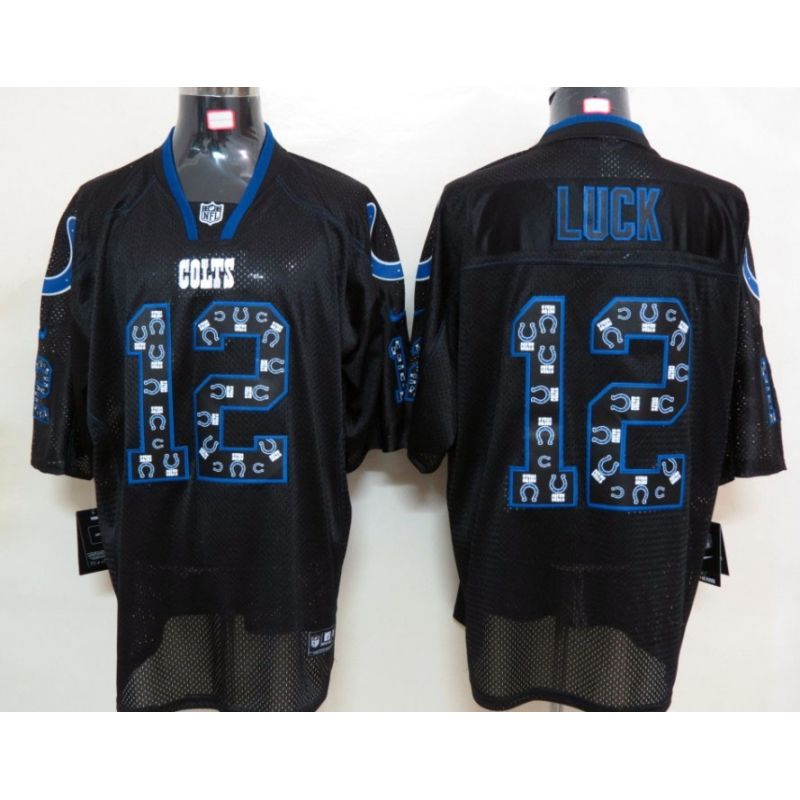 Cheap Andrew Luck Colts Jersey #12 New Black Lights Out teamlogo-decorated Cheap Andrew Luck Colts Jersey #12 New Black Lights Out teamlogo-decorated