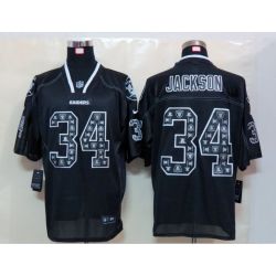 Cheap Bo Jackson Raiders Jersey #34 New Black Lights Out teamlogo-decorated