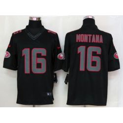 Cheap Joe Montana 49ers Jersey #16 New Black From China Impact Limited