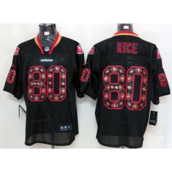 Cheap Jerry Rice 49ers Jersey #80 New Black Lights Out teamlogo-decorated