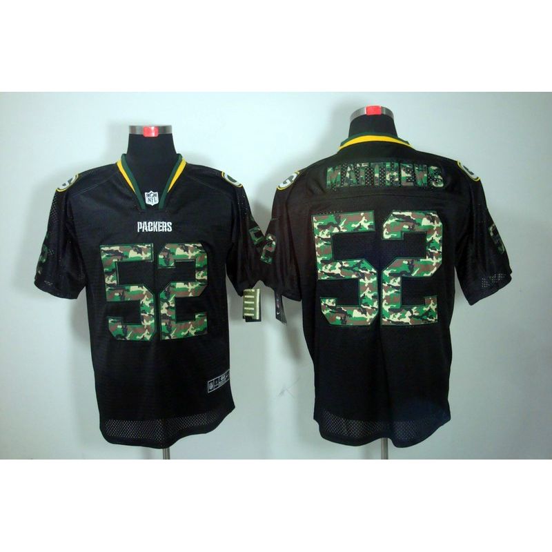 Cheap Clay Matthews Packers Camo Fashion Jersey #52 Black From China