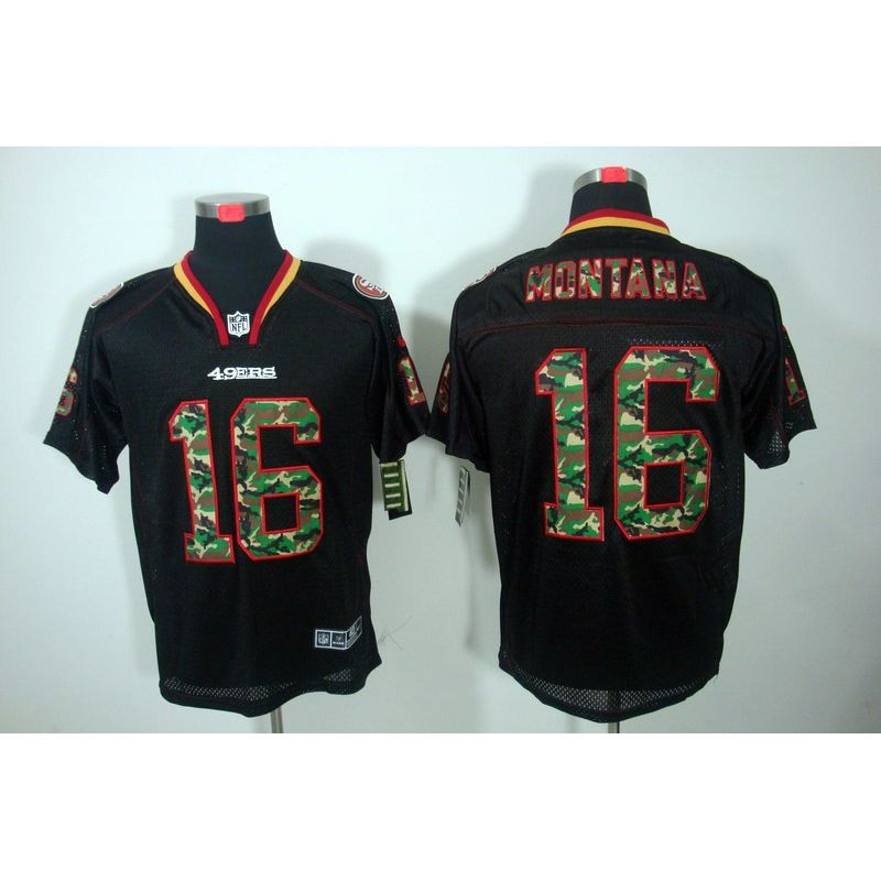 Cheap Joe Montana 49ers Camo Fashion Jersey #16 Black From China