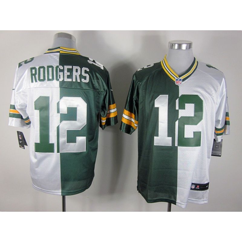 Cheap Aaron Rodgers Packers Jersey #12 Green-White From China Split