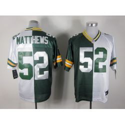 Cheap Clay Matthews Packers Jersey #52 Green-White From China Split