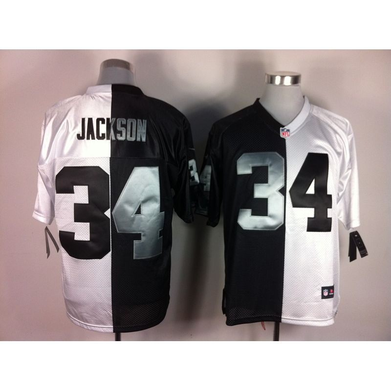 Cheap Bo Jackson Raiders Jersey #34 Black-White From China Split Cheap Bo Jackson Raiders Jersey #34 Black-White From China Split