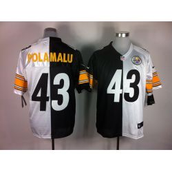 Cheap Troy Polamalu Steelers Jersey #43 Black-White From China Split