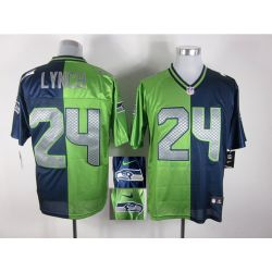 Cheap Marshawn Lynch Seahawks Jersey #24 Green-Blue From China Split