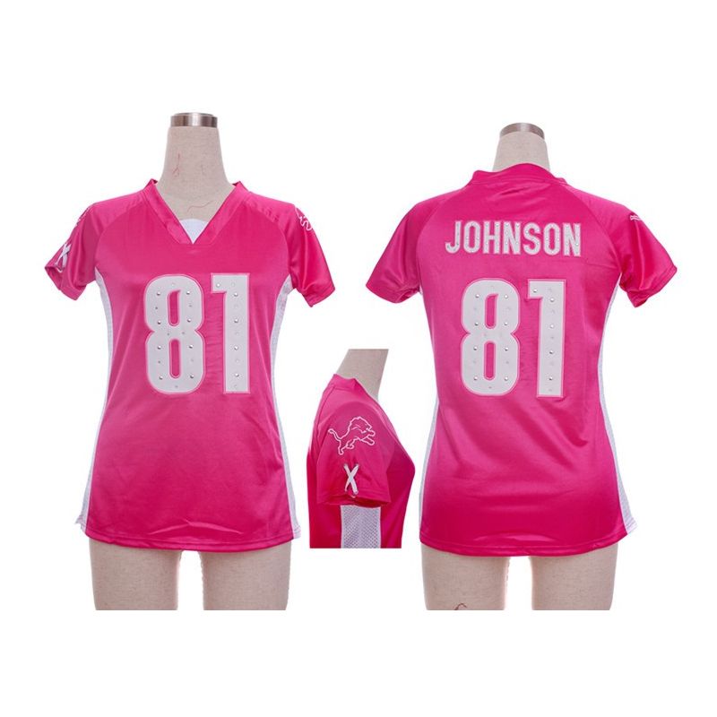 Cheap Calvin Johnson Lions Jersey #81 Pink From China Draft Him II Top