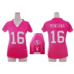 Cheap Joe Montana 49ers Jersey #16 Pink From China Draft Him II Top