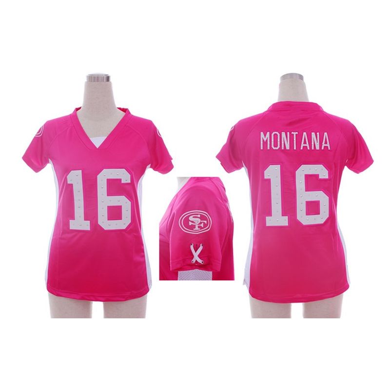 Cheap Joe Montana 49ers Jersey #16 Pink From China Draft Him II Top