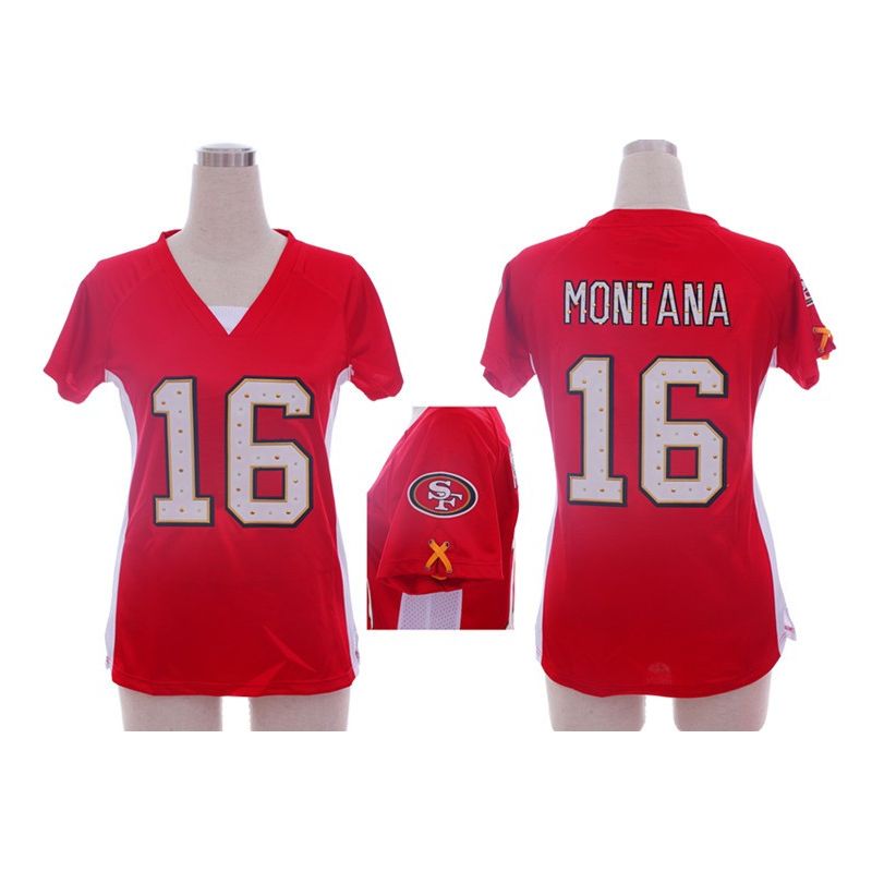 Cheap Joe Montana 49ers Jersey #16 Red From China Draft Him II Top