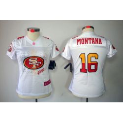 Cheap Joe Montana 49ers Jersey #16 White From China FEM FAN
