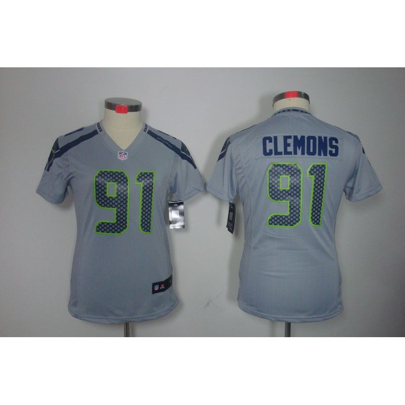 Cheap Chris Clemons Seahawks Jersey #91 Grey From China Limited