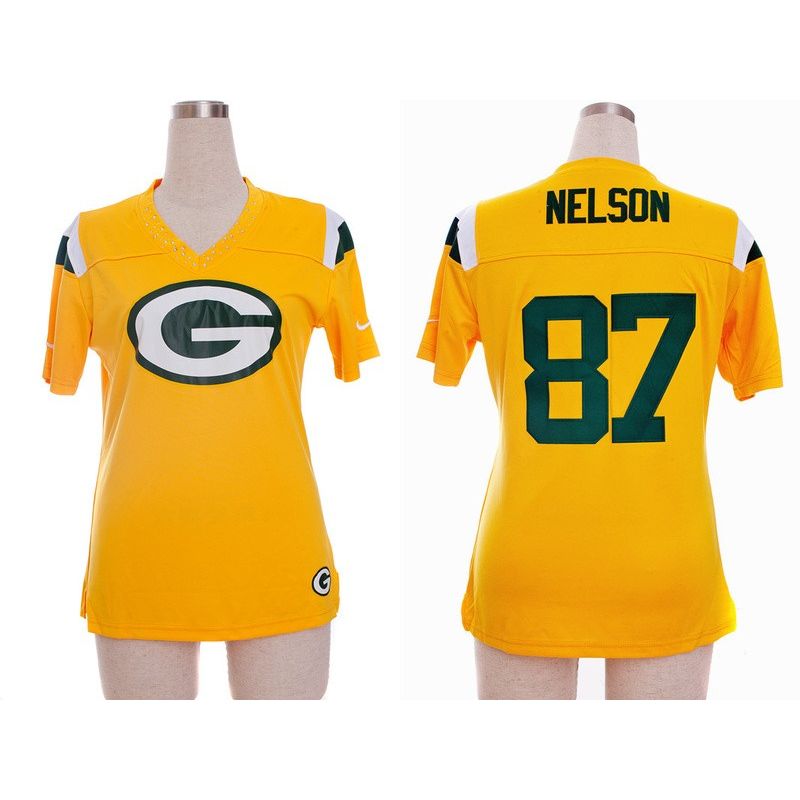 Cheap Jordy Nelson Packers Jersey #87 Yellow China Rhinestone Collar Fashion