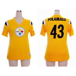Cheap Troy Polamalu Steelers Jersey #43 Yellow Rhinestone Collar Fashion