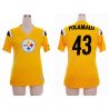 Cheap Troy Polamalu Steelers Jersey #43 Yellow Rhinestone Collar Fashion